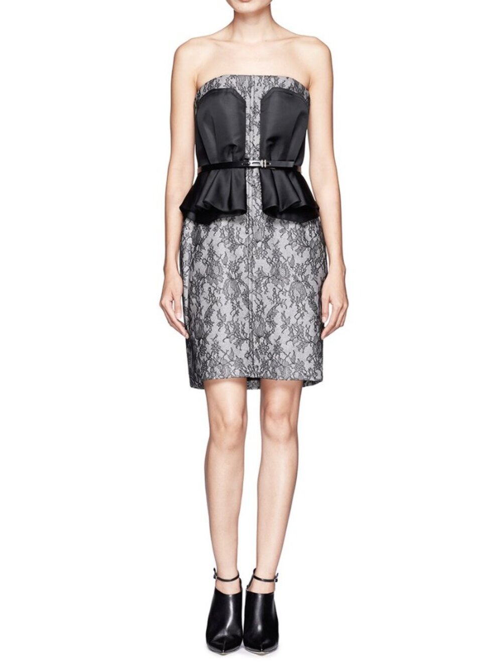 Jason Wu Black Lace Overlay Strapless Dress  Size 4.  There is NO BELT w/dress